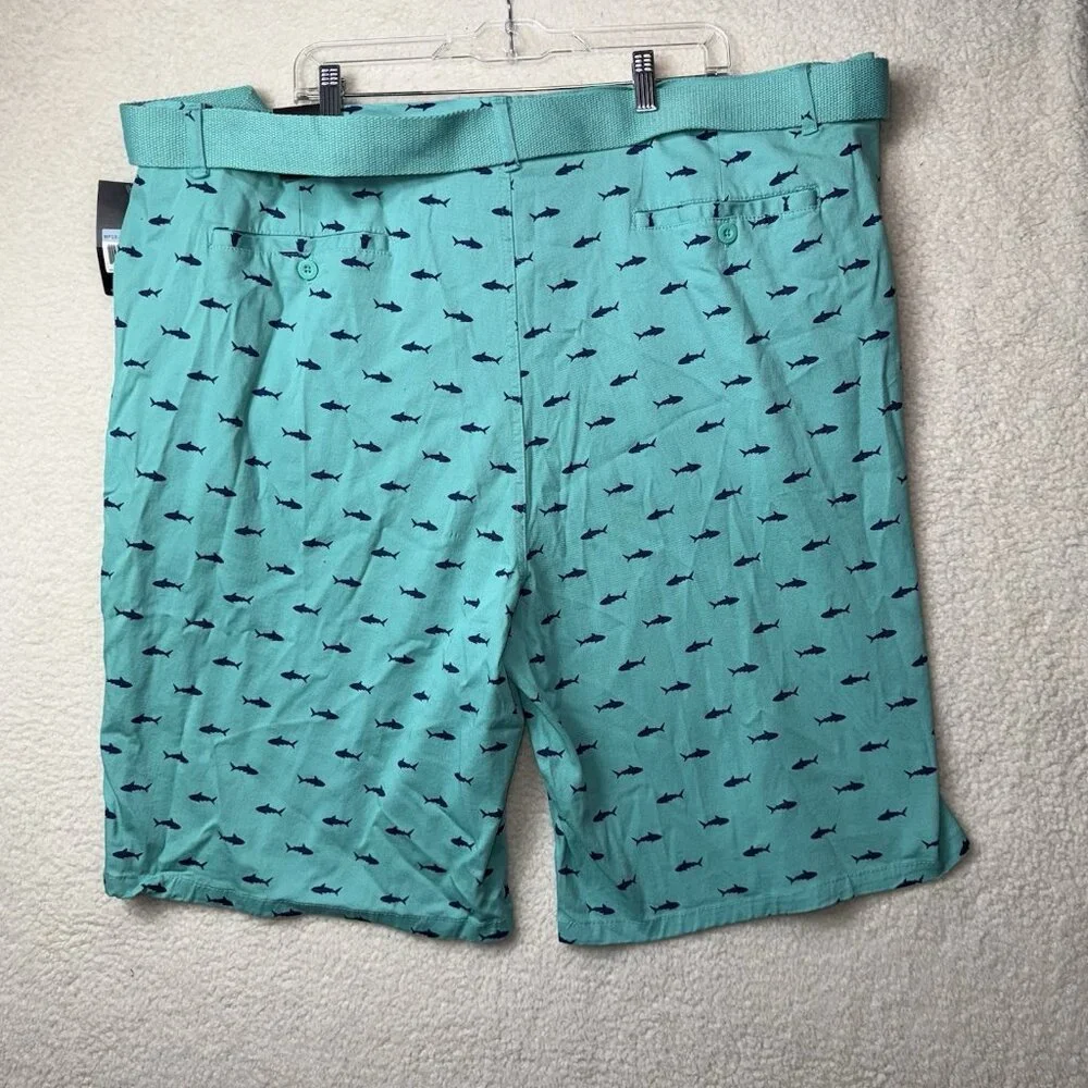 Galaxy by Harvic Men's Shark Print Shorts With Belt Size 50 NWT Beach - Picture 5 of 7